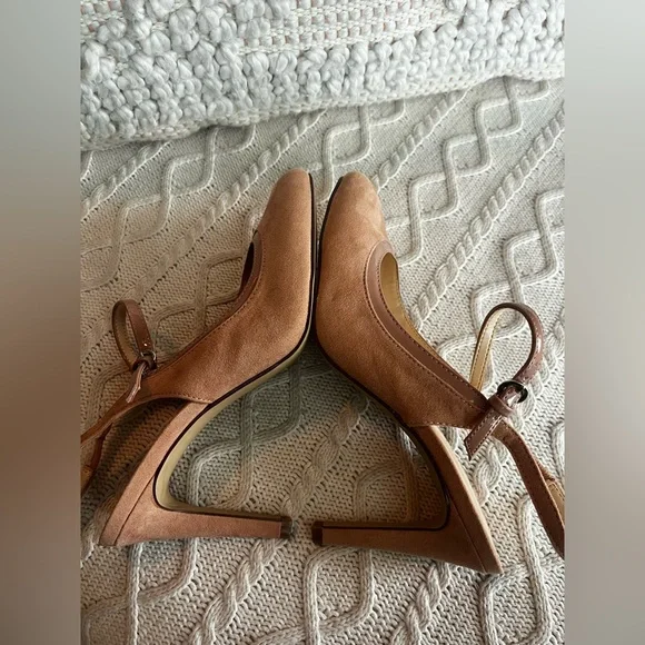 Nine West Tan Suede Heels Closed Toe  Sling Back Women’s 7.5 - Picture 3 of 10
